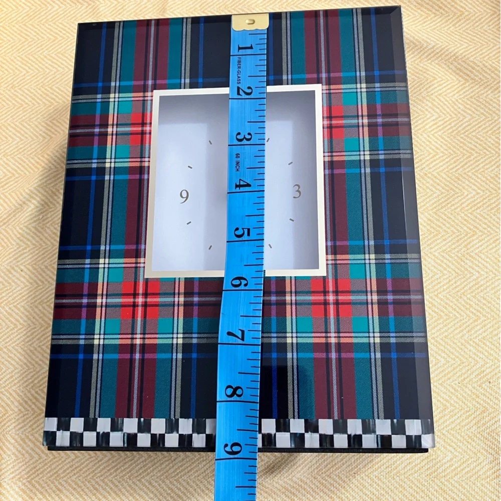 MacKenzie-Childs Tartan Carriage Clock in Red, Teal, Navy, and Black